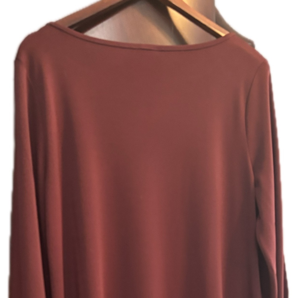 Talbots Burgundy Relaxed Long Open Sleeve Dress